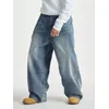 1 Stück Herren Weite Hosen Gebürstete Jeans Breite Jeans Y2K Neue Rocks Jeans Buggy Schwarze Hip-Hop-Hosen