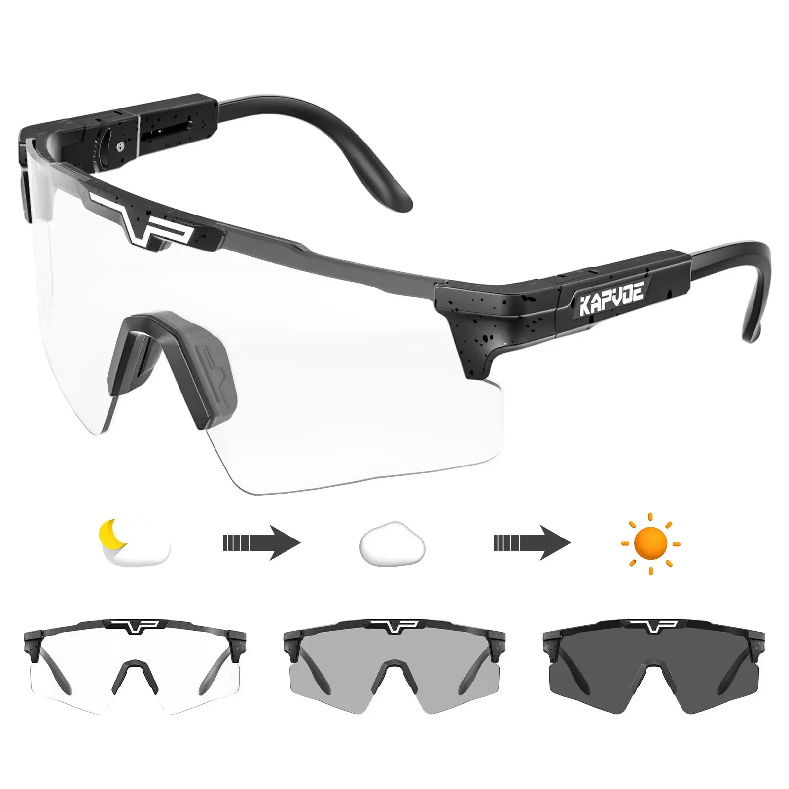 KAPVOE Mode Photochrome Radfahren Brille Outdoor Fahrrad Sonnenbrille Brille Urlaub MTB Sport Reise Sonnenbrille Image