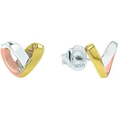 Paar Ohrstecker AMOR "Herz, 2039993", rosa (silberfarben, gelbgoldfarben, roségoldfarben), Ohrringe, Damen, Silber 925 (Sterlingsilber) Image