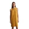 Midikleid MARC O'POLO "in A-Linie geschnitten", Damen, Gr. 36, Normalgrößen, gelb (golden gelb), Obermaterial: 100% Leinen; Futter: 100% Baumwolle, unifarben, figurbetont kurz, ohne Ärmel, Kleider