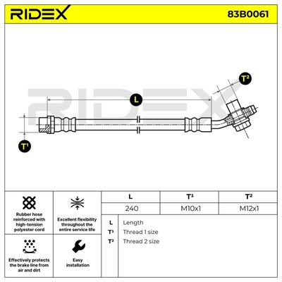RIDEX Bremsschläuche AUDI 83B0061 8D0611775G,8D0611775J,8D0611775F Bremsschlauch Image