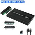 Custodia per disco rigido HD da USB a 2,5 pollici IDE HDD Custodia per scatola esterna HDD IDE da 2,5 "con luce a LED per PC desktop
