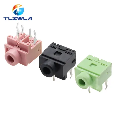 10Pcs 3.5mm 0357-5P Female Audio Connector PJ317 5Pin DIP Headphone Jack Socket PJ-317 pink green