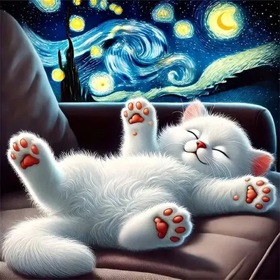 EverShine Diamond Painting Cat Animal 5D Embroidery DIY Full Square Round Drill Mosaic Night