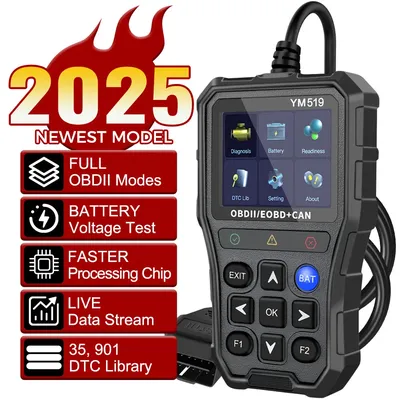 Fault Code Scanner OBD2 Code Reader Check Engine System Multi-language YM519 Battery Tester Car