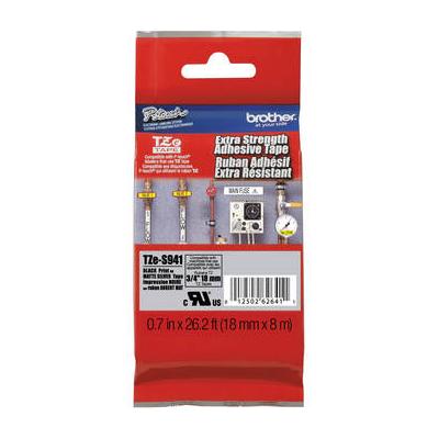 Brother TZeS941 Tape with ExtraStrength Adhesive for P-Touch Labelers (Black on Mat TZE-S941G