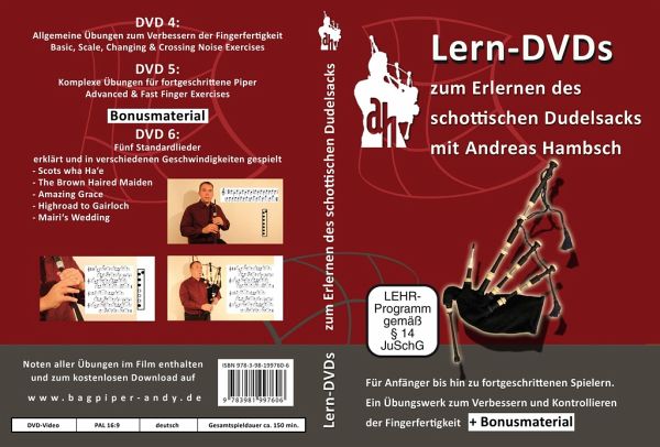 Lern-DVDs Dudelsack - Übungen und Lieder (rot), 3 DVDs (DVD) - Hambsch