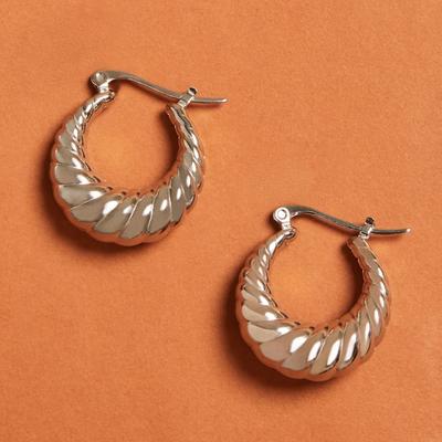 Lucky Brand Chunky Twist Hoop - Women's Ladies Accessories Jewelry Earrings in Silver