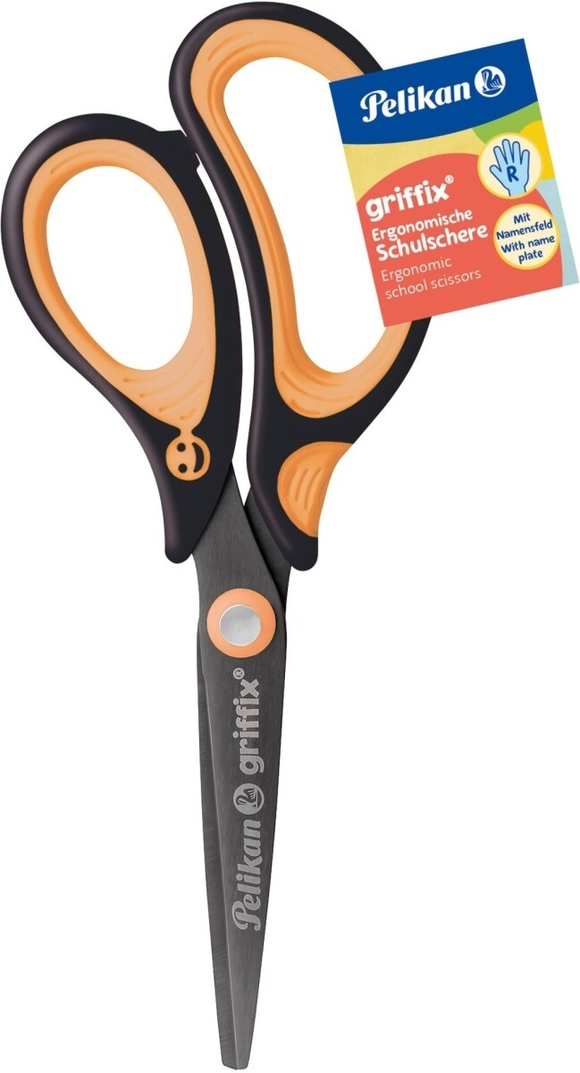 Pelikan Schulschere griffix NeonBlack Rechtshänder Spitz 15cm Packung mit 3 Stück Image