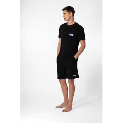 Shorty FILA, Herren, Gr. L, schwarz, Jersey, Obermaterial: 100% Baumwolle, unifarben, modisch, regular fit kurz, Rundhals, Kurzarm, Homewear-Sets, mit schlichtem Logo-Stitching, seitliche Taschen Image