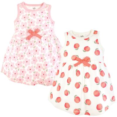 Touched by Nature Baby and Toddler Girl Organic Cotton Sleeveless Dresses, Peach