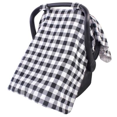 Hudson Baby Unisex Baby Reversible Car Seat and Stroller Canopy, Black Plaid, One Size - Black Plaid