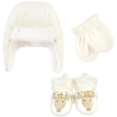 Hudson Baby Unisex Baby Trapper Hat, Mitten and Bootie Set, Giraffe