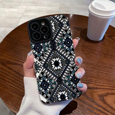 TEMU Bohemian Pattern Suitable For Tpu Case Iphone 16 Pro Max/15 Pro Max/14/16 Plus/13 Pro/12/11/7/8 Plus/x/xr/xs Max Tpu Shockproof Vertical Stripe, Stylish Leather Protective Cover Image