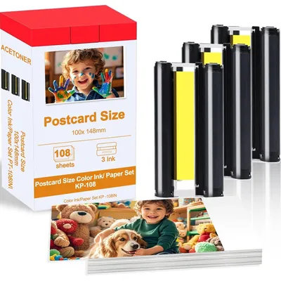 CP1500 Photo Paper For Canon Selphy CP1500 CP1300 CP1200 CP910 CP900 Photo Printer KP-108IN Ink 6 Inch