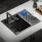 Nano Hidden Bar Kitchen Sink Black Folding Faucet Cup Washer Mini Single Bowl Basin Stainless Steel