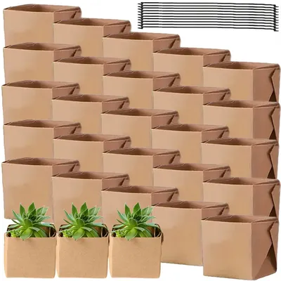 5-20pcs 6cm Kraft Paper Succulent Potted Plant Box Indoor Outdoor Universal Foldable Hanging Potted Plant Box Gardening Tools