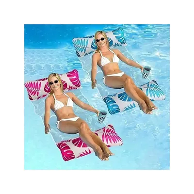 Hammock Pool Floats Adults, 4-In-1 Multi-Purpose Inflatable Pool Floats PVC Water Hammock Lounge Floaties