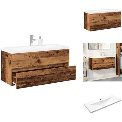 Waschbeckenunterschrank mit Einbaubecken Altholz-Optik - Waschbeckenschrank Mit Einbaubecken Image