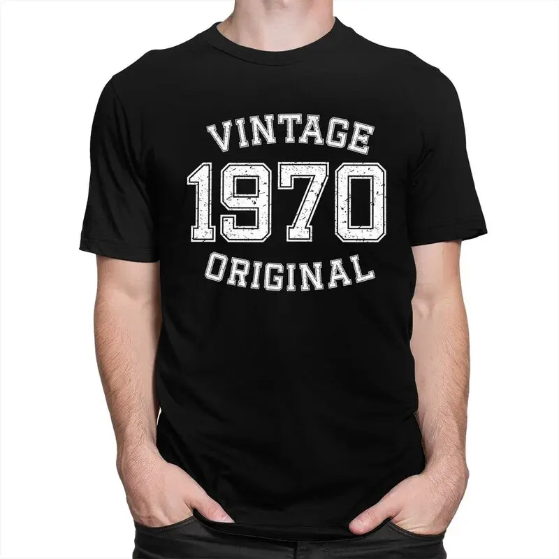 Benutzerdefinierte Vintage 1970 Geburtsjahr Original T-Shirts für Männer 100 % Baumwolle T-Shirts Kurzarm Urban T-Shirt Kleidung