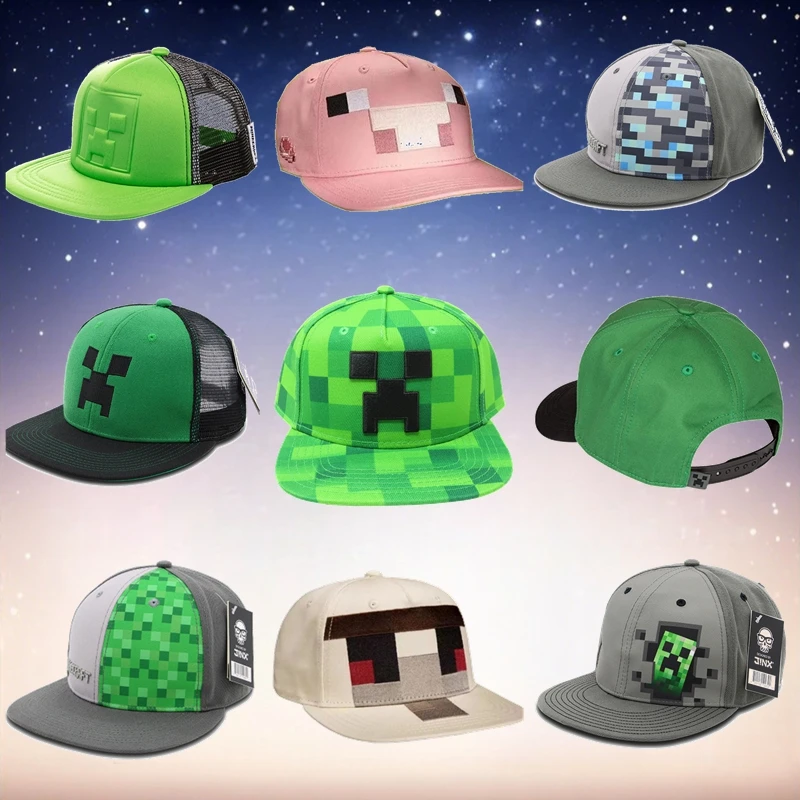 One Size Minecraft Baseball Cap Steve Creeper Pig Iron Golem Modell Schirmmütze Kinder Spiel Fans Geburtstagsgeschenk Spielzeug Sonnenhut Image