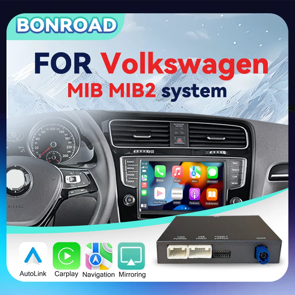 Bonroad Wireless Carplay Android Auto Modulo Box Pro VW Volkswagen Skoda Octavia A5 Golf 7 Polo Passat B8 MIB MIB2 Image