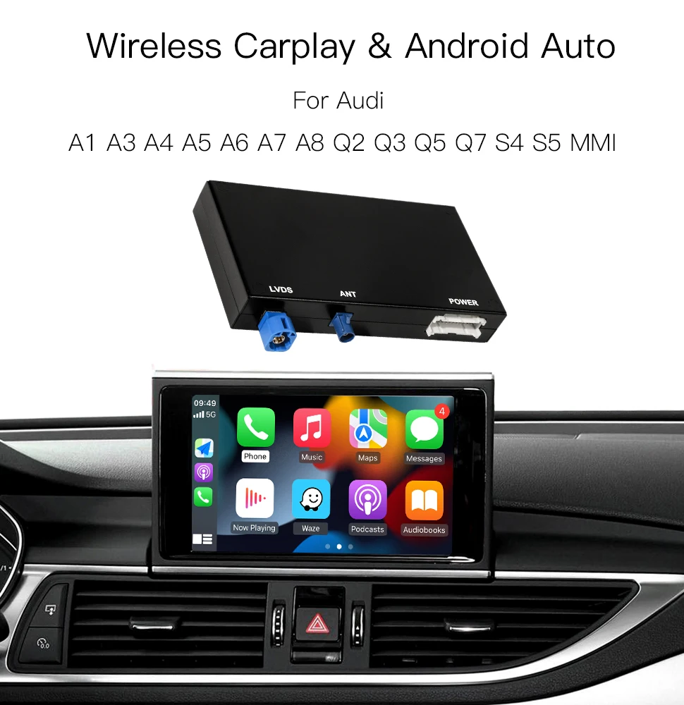 Drahtloser CarPlay Android Auto Decoder für Audi A6 A7 2011–2018, Schnittstelle Mirror Link AirPlay Bluetooth USB Player Kamera Image