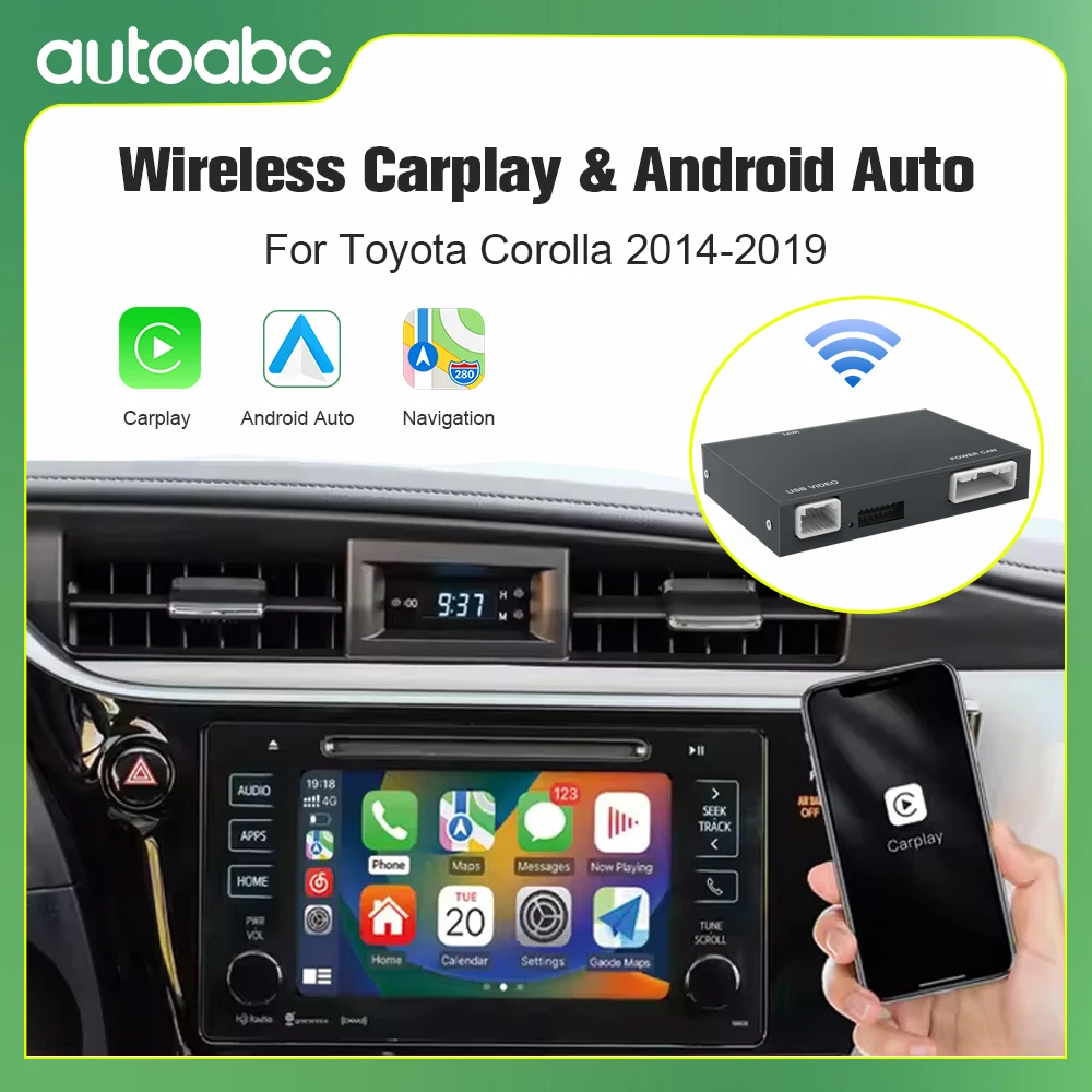 AUTOABC Neue Android Auto Drahtlose Carplay Für Toyota RAV4 Corolla Tacoma Camry CHR Tundra Highlander 4Runner multimedia decode Image