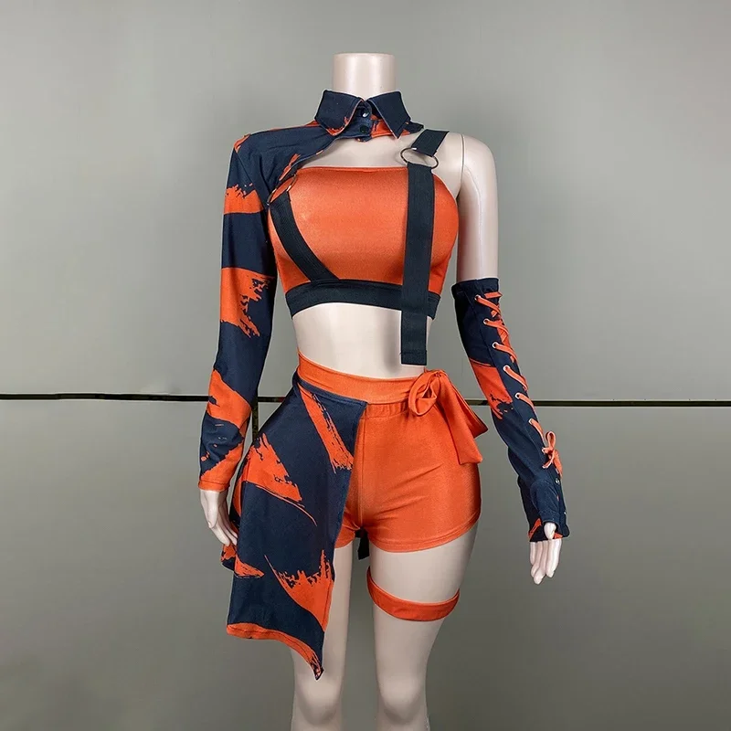Rot Schwarz Unregelmäßige Ärmel Festival Outfit Frauen Gruppe Party Jazz Dance Kleidung Cosplay Nachtclub Dj Ds Gogo Kostüm 2025, NEU Image