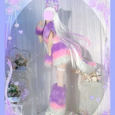 Handgemachte süße pelzige Anime Cosplay Set Fuchs Katze Ohr Fuchsschwanz Bein Performance Requisiten Image
