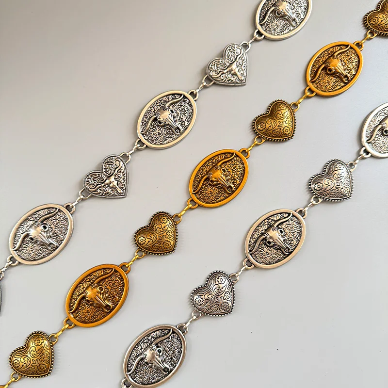 Western Cowboy Pferd Bull Taille Kette Vintage Boho Kette Gürtel Weibliche Einstellbare Körper Schmuck Kleid Gürtel Für Frauen täglichen gebrauch Image