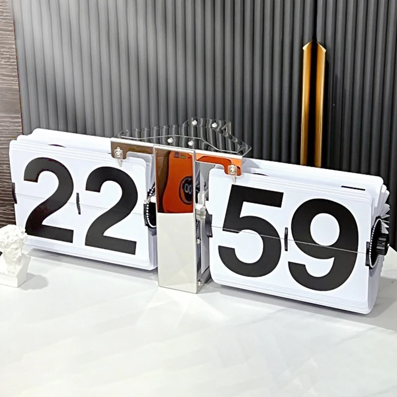 Moderne Wanduhren Vintage Retro Wanduhr Wohnzimmer Flip Digitale Uhren Automatische Mechanismus Schreibtisch Uhr Hause Dekoration