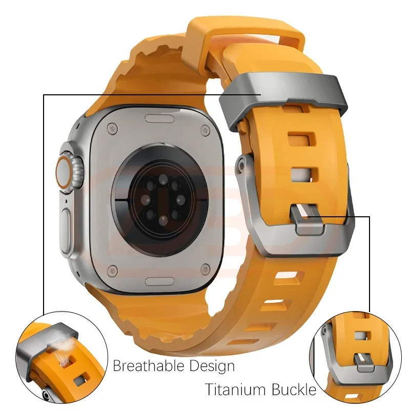 Sport-Silikonarmband für Apple Watch Ultra 2 10 9 8 7 6 SE 5 4 Titan-Metallarmband für iWatch 42 mm 44 mm 45 mm 46 mm 49 mm Image