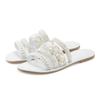 Pantolette LASCANA "Sandale, Sommerschuh, Mule", Damen, Gr. 43, weiß, Obermaterial: 100% Textilmaterial. Futter: 100% Ziegenleder. Decksohle: 100% Ziegenleder. Laufsohle: 100% Synthetik, unifarben, feminin, Schuhe, mit aufwendig verzierten Riemchen