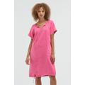 Sommerkleid SOCCX, Damen, Gr. XS, US-Größen, floral pink, Material Oberstoff: 100% Leinen, Material Einsatz: 95% Baumwolle, 5% Elasthan, casual, regular fit normal, Rundhals, Kurzarm Raglanärmel Umschlagbund, Kleider, mit Taschen, Topseller