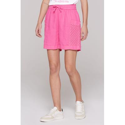 Shorts SOCCX, Damen, Gr. XS, Normalgrößen, floral pink, Material Oberstoff: 100% Leinen, Material Einsatz: 95% Baumwolle, 5% Elasthan, unifarben, casual, lässig geschnitten kurz, Hosen, mit Elastikbund und Kordel Image