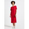 Midikleid STREET ONE, Damen, Gr. 42, EURO-Größen, rot (glory rot), Stoff, 95% Viskose, 5% Elasthan, unifarben, casual, normal wadenlang, Rundhals, Kurzarm Bündchen, Kleider, mit Rundhalsausschnitt