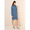 Midikleid CECIL, Damen, Gr. 3XL (48), US-Größen, blau (mid blau wash), Stoff, 100% Lyocell, unifarben, casual, comfort fit knielang, V-Ausschnitt, Langarm Bündchen, Kleider, mit seitlichen Einschubtaschen