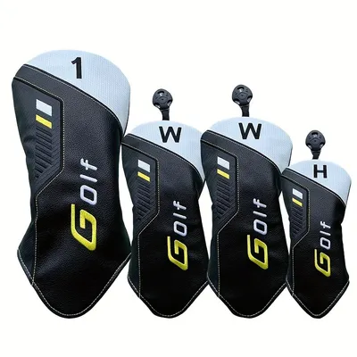 Golf Club Head Covers Set – PU Leather Headcovers for Golf Woods with Weighted Embroidery – Durable