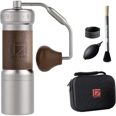 1Zpresso K-Ultra Manual Coffee Grinder Silver with Carrying Case, Assembly Consistency Grind