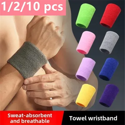 1/2/10 pcs Towel Sports Wristbands Tennis Sweat Bands Wrist Guard For Basketball Volleyball padel