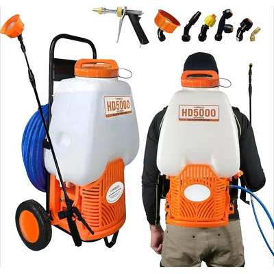 Tools Powered Backpack Sprayer with Custom Fitted Cart and 100 Foot Commercial Hose, 2 Hoses