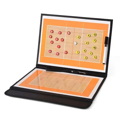 2 In 1 Foldable Volleyball Board Coaching Clipboard With Marker Pen Magnetic Tactical Notebook Game