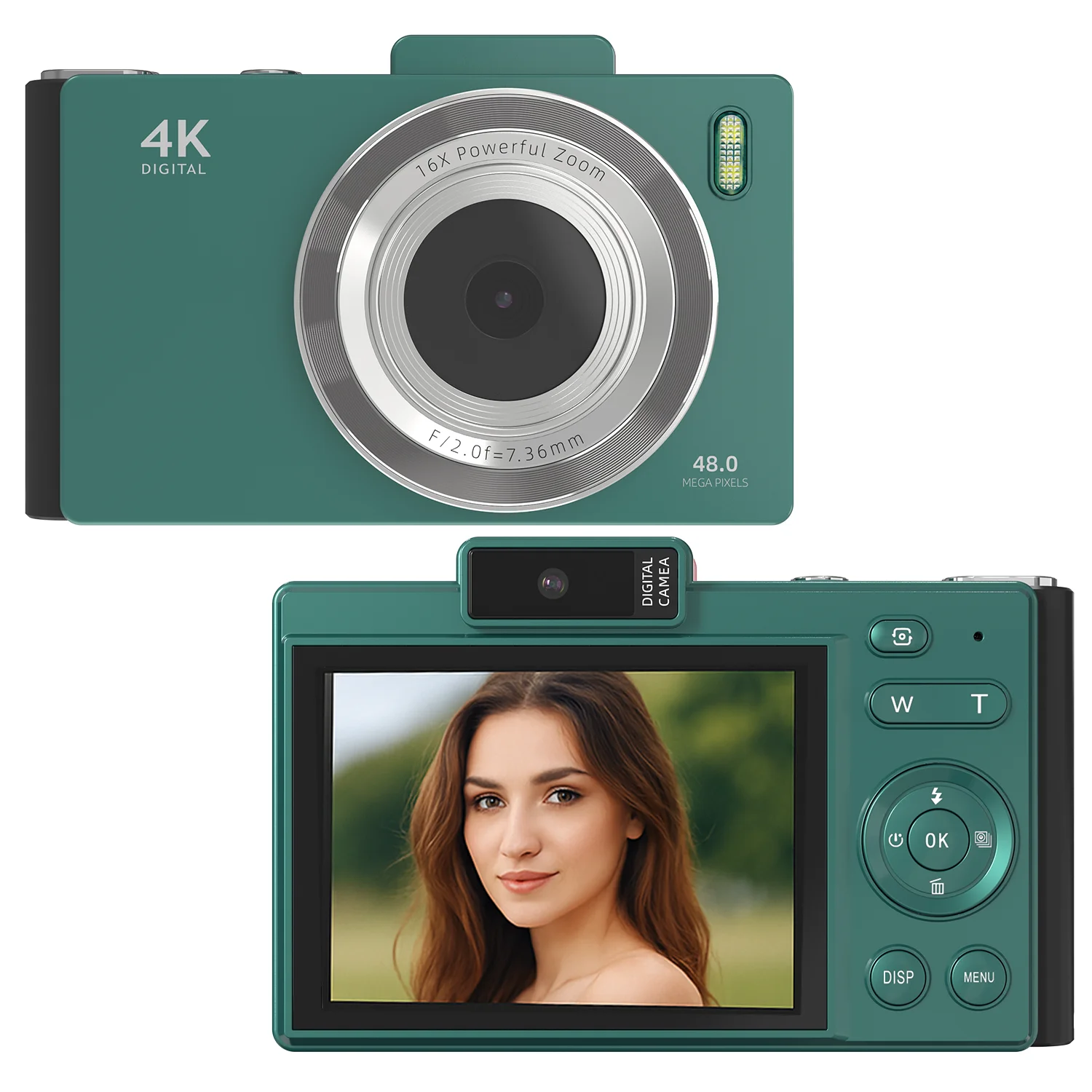 Fotocamera digitale retrò con doppio obiettivo da 48mp, schermo IPS da 2.8 ", Zoom 16X, messa a fuoco automatica, supporto per scheda OTG e SD, 64GB