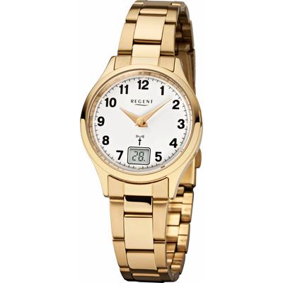 Funkuhr REGENT, gold (goldfarben, weiß), Armbanduhren, Damen, Quarzuhr, Armbanduhr, Damenuhr Image