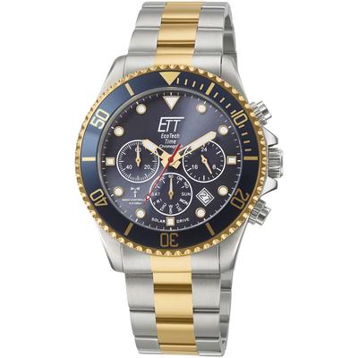 Funkchronograph ETT "Professional", silber (edelstahlfarben, goldfarben), Armbanduhren, Herren, Armbanduhr, Herrenuhr, Stoppfunktion, Datum, Solar, Edelstahlarmband Image