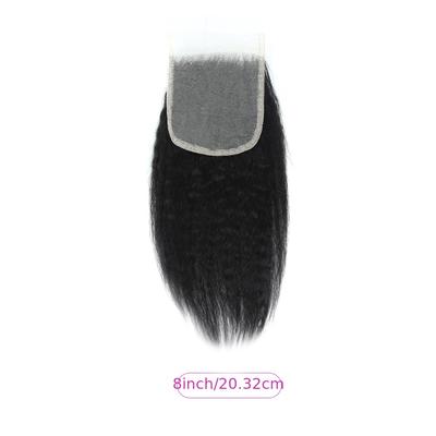 TEMU Unisex-adult Human Hair Straight 4x4 Lace Front Wig, 150% Density, Pre-plucked With Baby Hair, Brown, 15 Grams, Free Part Closure Image