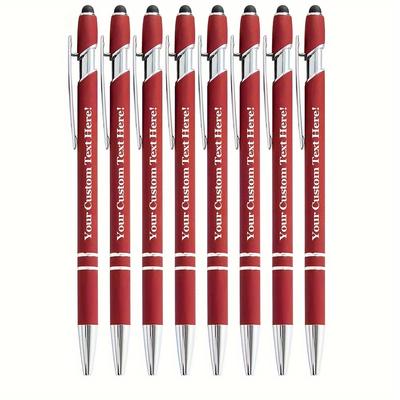 TEMU 8pcs 16pcs 24pcs Round Metal Retractable Ballpoint Pen Set With Touch Pen - Smooth Writing , Medium Tip, Suitable For Office, School, Diary And Art Projects, With Image