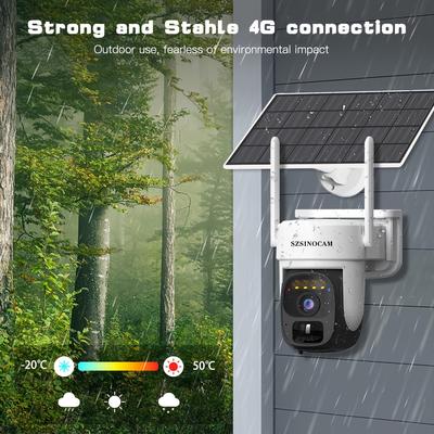 TEMU Szinocam Solar-powered 4g Lte Security Camera With - 1296p Hd, Ptz, Night Vision, Motion Detection, 2-way , Sd & Storage, Wall-mountable For Outdoor Use In Eu Countries Image