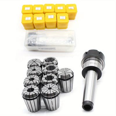 TEMU Set Of Er32 Mt3 M12 Collet With 9pcs Er32 Type Spring Collets Set Woodworking Mt3 Shank With Er32 Collet Set Image